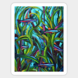 Neon Tetra Fish Art by Robert Phelps Sticker